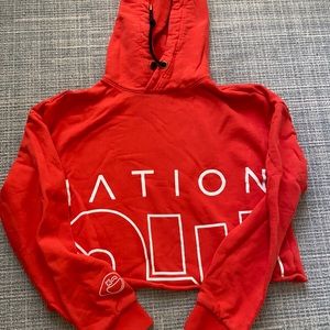 PE Nation cropped sweatshirt w/ Rumble logo sleeve